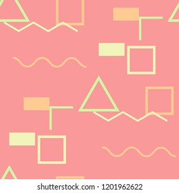 Seamless Memphis Pattern. Abstract Color Texture with Lines and Geometric Figures for Print, Cloth, Fabric. Modern Seamless Multicolor Background in Memphis Style for your Design. Vector.