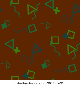 Seamless Memphis Pattern. Abstract Color Texture with Lines and Geometric Figures for Print, Cloth, Fabric. Vintage Seamless Multicolor Background in Memphis Style for your Design. Vector.