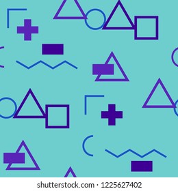 Seamless Memphis Pattern. Abstract Color Texture with Lines and Geometric Figures for Wallpaper, Cotton, Textile. Trendy Seamless Multicolor Background in Memphis Style for your Design. Vector.