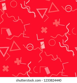 Seamless Memphis Pattern. Abstract Color Texture with Lines and Geometric Figures for Print, Fabric, Cloth. Modern Seamless Multicolor Background in Memphis Style for your Design. Vector.