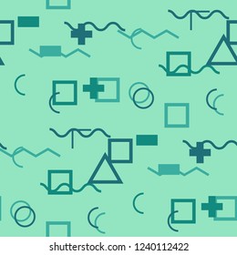 Seamless Memphis Pattern. Abstract Color Texture with Lines and Geometric Figures for Wallpaper, Print, Cotton. Modern Seamless Multicolor Background in Memphis Style for your Design. Vector.