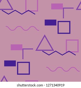 Seamless Memphis Pattern. Abstract Color Texture with Lines and Geometric Figures for Wallpaper, Print, Textile. Modern Seamless Multicolor Background in Memphis Style for your Design. Vector.