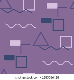 Seamless Memphis Pattern. Abstract Color Texture with Lines and Geometric Figures for Linen, Paper, Tablecloth. Trendy Seamless Multicolor Background in Memphis Style for your Design. Vector.