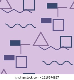 Seamless Memphis Pattern. Abstract Color Texture with Lines and Geometric Figures for Chintz, Linen, Wallpaper. Modern Seamless Multicolor Background in Memphis Style for your Design. Vector.
