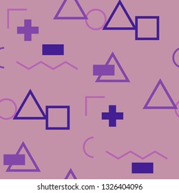 Seamless Memphis Pattern. Abstract Color Texture with Lines and Geometric Figures for Cotton, Print, Calico. Modern Seamless Multicolor Background in Memphis Style for your Design. Vector.