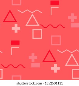 Seamless Memphis Pattern. Abstract Color Texture with Lines and Geometric Figures for Print, Fabric, Cloth. Retro Seamless Multicolor Background in Memphis Style for your Design. Vector.