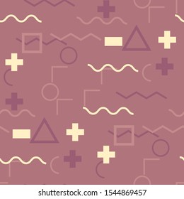 Seamless Memphis Pattern. Abstract Color Texture with Lines and Geometric Figures for Print, Fabric, Textile. Trendy Seamless Multicolor Background in Memphis Style for your Design. Vector.