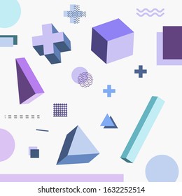 Seamless Memphis Pattern. Abstract Color Texture with Lines and Geometric Figures for Calico, Print, Textile. Vintage Seamless Multicolor Background in Memphis Style for your Design. Vector.