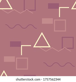 Seamless Memphis Pattern. Abstract Color Texture with Lines and Geometric Figures for Print, Fabric, Cloth. Trendy Seamless Multicolor Background in Memphis Style for your Design. Vector.