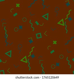 Patrón de Memphis sin soldadura. Textura de color abstracta con líneas y figuras geométricas para tela, tela, textil. Fondo multicolor retro sin foco en el estilo Memphis para su diseño. Vector.