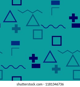 Seamless Memphis Pattern. Abstract Colorful Texture with Lines and Geometric Figures for Print, Fabric, Cloth. Trendy Seamless Multicolor Background in Memphis Style for your Design. Vector.