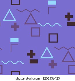 Seamless Memphis Pattern. Abstract Colorful Texture with Lines and Geometric Figures for Chintz, Linen, Paper. Vintage Seamless Multicolor Background in Memphis Style for your Design. Vector.