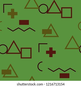 Seamless Memphis Pattern. Abstract Colorful Texture with Lines and Geometric Figures for Calico, Print, Textile. Modern Seamless Multicolor Background in Memphis Style for your Design. Vector.