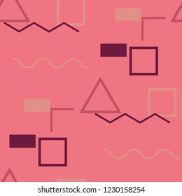 Seamless Memphis Pattern. Abstract Colorful Texture with Lines and Geometric Figures for Print, Cloth, Fabric. Retro Seamless Multicolor Background in Memphis Style for your Design. Vector.