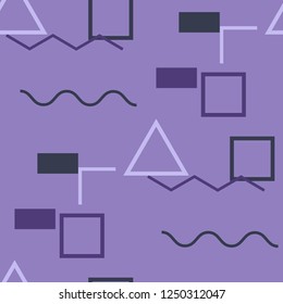 Seamless Memphis Pattern. Abstract Colorful Texture with Lines and Geometric Figures for Fabric, Cloth, Textile. Modern Seamless Multicolor Background in Memphis Style for your Design. Vector.
