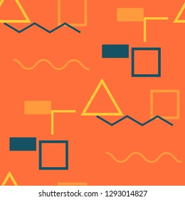 Seamless Memphis Pattern. Abstract Colorful Texture with Lines and Geometric Figures for Print, Fabric, Textile. Vintage Seamless Multicolor Background in Memphis Style for your Design. Vector.