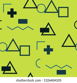Seamless Memphis Pattern. Abstract Colorful Texture with Lines and Geometric Figures for Print, Fabric, Textile. Retro Seamless Multicolor Background in Memphis Style for your Design. Vector.