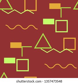Seamless Memphis Pattern. Abstract Colorful Texture with Lines and Geometric Figures for Chintz, Curtain, Paper. Retro Seamless Multicolor Background in Memphis Style for your Design. Vector.