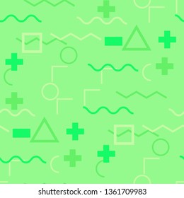 Seamless Memphis Pattern. Abstract Colorful Texture with Lines and Geometric Figures for Print, Cloth, Fabric. Modern Seamless Multicolor Background in Memphis Style for your Design. Vector.