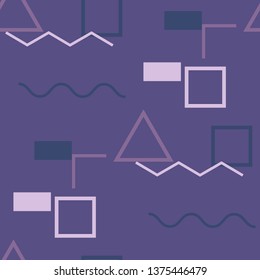 Seamless Memphis Pattern. Abstract Colorful Texture with Lines and Geometric Figures for Cotton, Print, Textile. Retro Seamless Multicolor Background in Memphis Style for your Design. Vector.