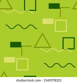 Seamless Memphis Pattern. Abstract Colorful Texture with Lines and Geometric Figures for Dress, Curtain, Paper. Retro Seamless Multicolor Background in Memphis Style for your Design. Vector.