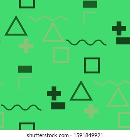 Seamless Memphis Pattern. Abstract Colorful Texture with Lines and Geometric Figures for Calico, Print, Textile. Retro Seamless Multicolor Background in Memphis Style for your Design. Vector.