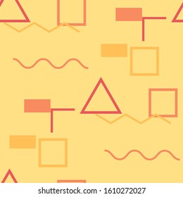 Seamless Memphis Pattern. Abstract Colorful Texture with Lines and Geometric Figures for Calico, Print, Textile. Retro Seamless Multicolor Background in Memphis Style for your Design. Vector.