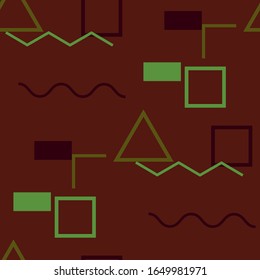 Seamless Memphis Pattern. Abstract Colorful Texture with Lines and Geometric Figures for Wallpaper, Print, Cotton. Retro Seamless Multicolor Background in Memphis Style for your Design. Vector.