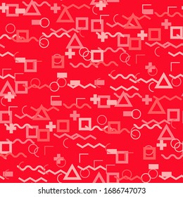 Seamless Memphis Pattern. Abstract Colorful Texture with Lines and Geometric Figures for Chintz, Curtain, Paper. Modern Seamless Multicolor Background in Memphis Style for your Design. Vector.