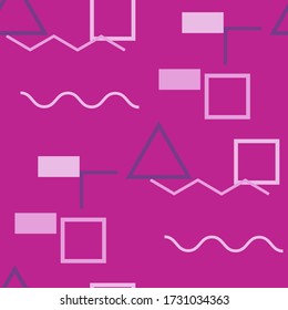 Nahtloses Memphis-Muster. Abstrakte farbige Textur mit Linien und geometrischen Figuren für Druck, Stoff, Textil. Retro Nahtlose Multicolor Hintergrund in Memphis Style für Ihr Design. Vektor.