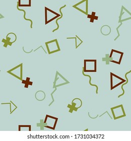 Seamless Memphis Pattern. Abstract Colorful Texture with Lines and Geometric Figures for Print, Fabric, Textile. Modern Seamless Multicolor Background in Memphis Style for your Design. Vector.