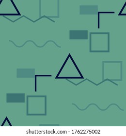 Seamless Memphis Pattern. Abstract Colorful Texture with Lines and Geometric Figures for Print, Cloth, Fabric. Vintage Seamless Multicolor Background in Memphis Style for your Design. Vector.