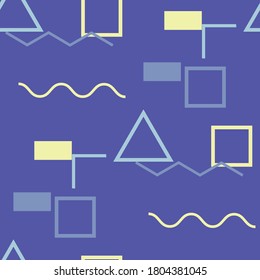 Seamless Memphis Pattern. Abstract Colorful Texture with Lines and Geometric Figures for Cotton, Print, Calico. Modern Seamless Multicolor Background in Memphis Style for your Design. Vector.