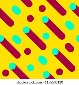 Seamless memphis pattern, geometric pattern, cylinders and circles, vector element design, retro background