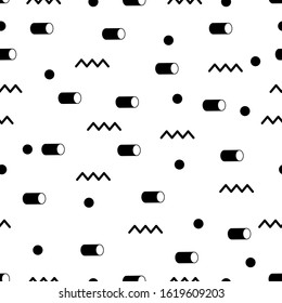Seamless memphis style pattern. Abstract black and white geometric background.