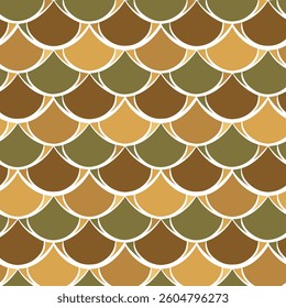 Seamless Mermaid Scale Pattern with Warm Earth Tones