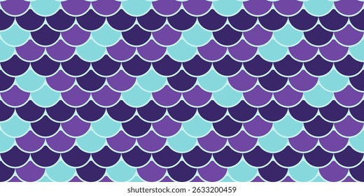 Seamless mermaid scales pattern in vibrant purple and teal.  Perfect for textile design, backgrounds, or whimsical branding.