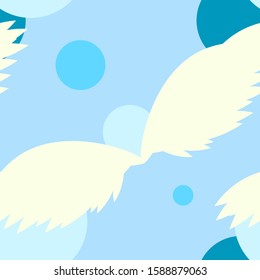 seamless Merry Christmas background wallpapers: angle wings and moon pattern with blue background