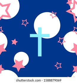 seamless Merry Christmas background wallpapers: moon, star and cross  patterns with blue background