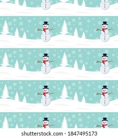 Seamless Merry Christmas pattern winter abstraction. Forest background. Endless horizontal banner. Hand drawn paper decorative elements, vector illustration. eps 10