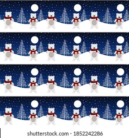 Seamless Merry Christmas pattern winter abstraction. Forest background. Endless horizontal banner. Hand drawn paper decorative elements, vector illustration. eps 10