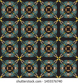 Seamless mesh geometric pattern. Dark color. Layered pattern. For the design of different surfaces.Art Nouveau pattern.Mosaic.Flat design.