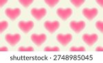 Seamless mesh gradient background with blurred pink hearts on a soft cream backdrop. Dreamy pastel texture with romantic y2k mood, perfect for wallpapers, packaging, stationery, textiles, and cards.
