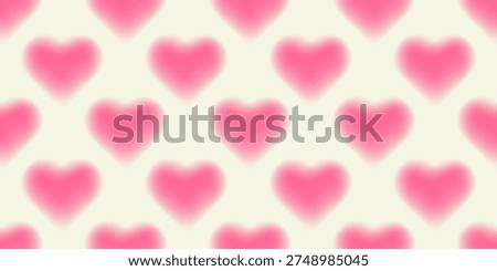 Seamless mesh gradient background with blurred pink hearts on a soft cream backdrop. Dreamy pastel texture with romantic y2k mood, perfect for wallpapers, packaging, stationery, textiles, and cards.