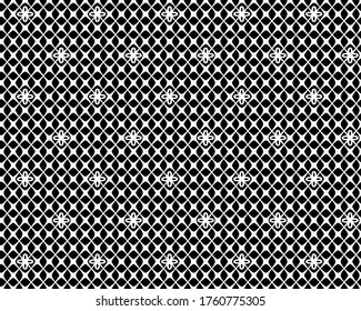 Seamless mesh pattern. Abstract ornamental texture with forged grate. Vector lace grid background.