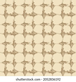 estructura de malla sin fisuras en forma de adorno en tonos beige y cama para impresiones en tela, embalaje, decoración interior e ilustraciones de fondo