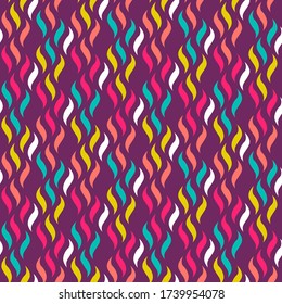 Seamless mesh vector pattern of color waves on a purple background