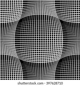 Seamless meshy pattern. Convex and concave optical effect. Vector art.