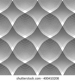 Seamless meshy pattern. Convex and concave optical effect. Vector art.