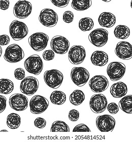 SEAMLESS MESSY PATTERN BACKGROUND WITH MONOCHROME HAND DRAW POLKA DOT